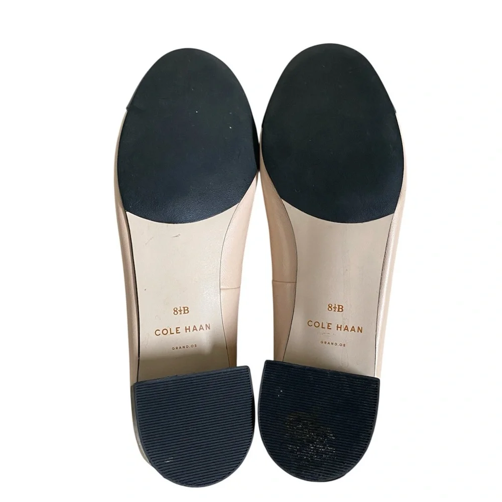 Cole Haan Leather Ballet Classic Patent Cap Toe Block Heel Black Cream Pump 8.5